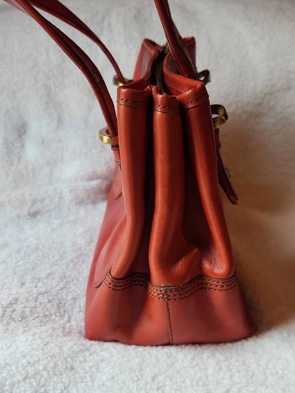 Vintage MAXX NEW YORK, Red Glossy, Red Cow Leather Y2K, 90s , Hand Bag - Picture 3 of 15